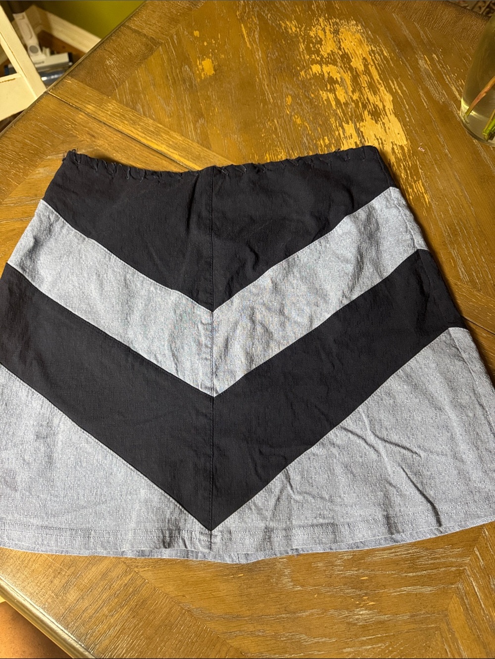 TCEC Navy & Chambray blueChevron A-Line Mini Skirt